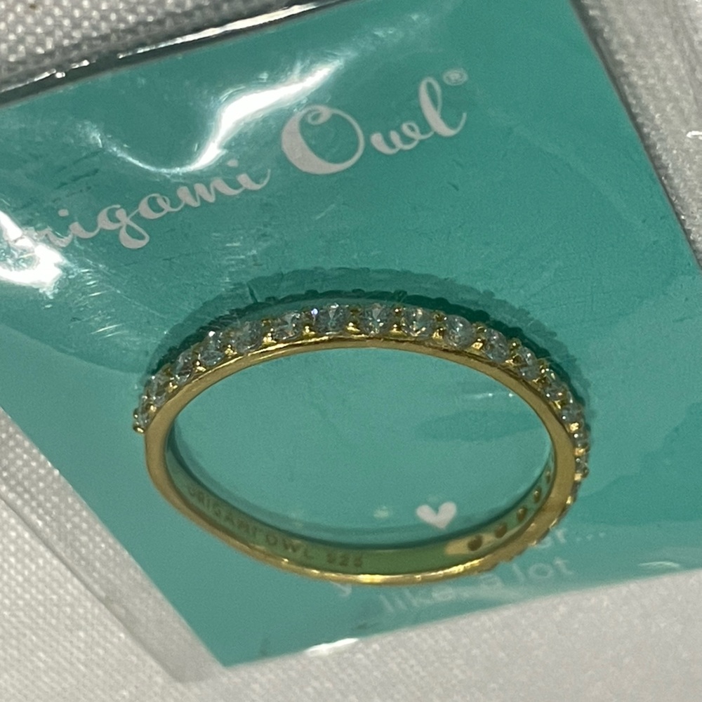 Origami Owl Pave Ring Sz 9 w Fearless 18k gold overlay